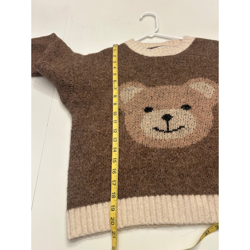 Luna Ivy Women Brown Teddy Bear Knit Sweater Size L Marled Fuzzy Pullover - Picture 5 of 7